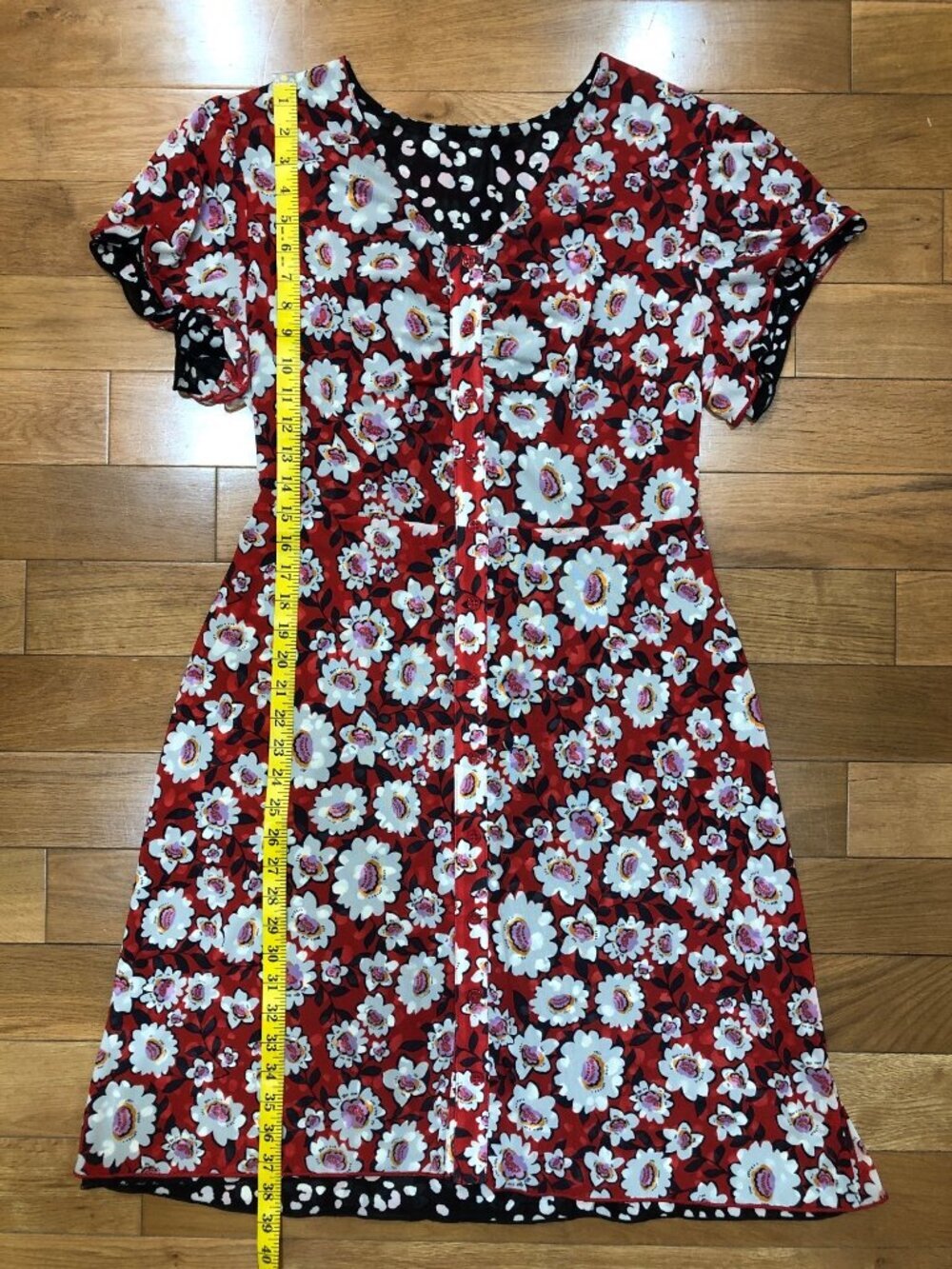 CAbi Gemini  Reversible V Neck Multi Skin Floral Dress Size S Artsy Bohemian - Picture 10 of 11